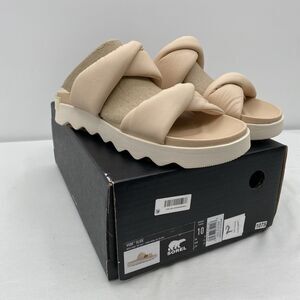 SOREL Vibe Twist Slide Women Flat Sandal Beige, Nova Sand, Sea Salt SIZE 10 NIB